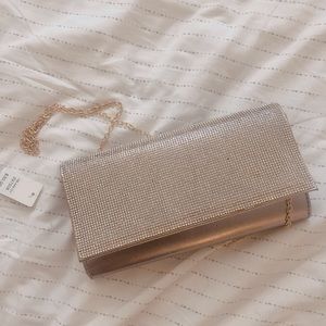 Brand new jeweled chain clutch bag